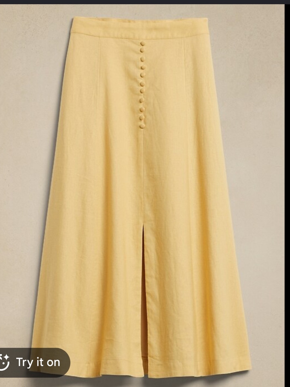 Banana Republic Yellow A-Line Button-Front Skirt
